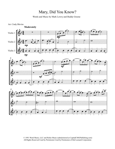 Mary Did You Know Arranged For Violin Trio Page 2