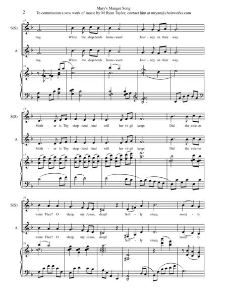 Marys Manger Song Ssa Or Sa Choir With Piano Page 2