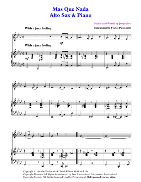 Mas Que Nada For Alto Sax And Piano Page 2