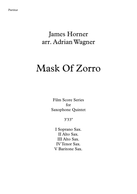 Mask Of Zorro James Horner Saxophone Quintet Arr Adrian Wagner Page 2