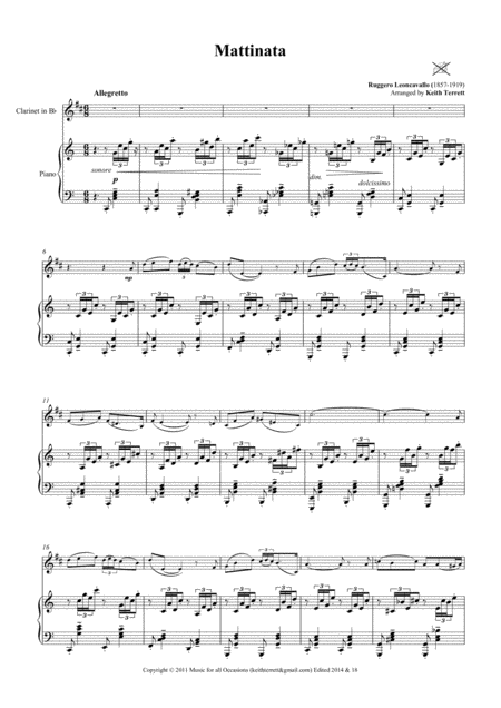 Mattinata For Bb Clarinet Piano Page 2