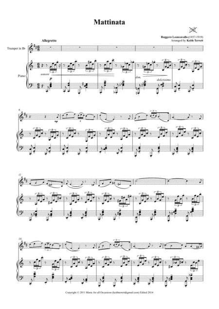 Mattinata For Bb Trumpet Cornet Flugelhorn Piano Page 2