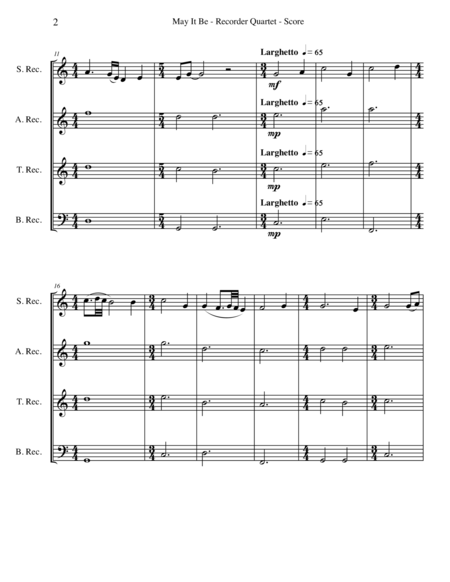 May It Be From The Lord Of The Rings The Fellowship Of The Ring For Recorder Quartet Page 2
