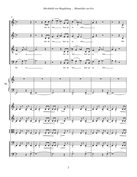 Mechthild Von Magdeburg Minnelieder An Got 2005 For Chorus Harp And String Quintet Full Score Page 2