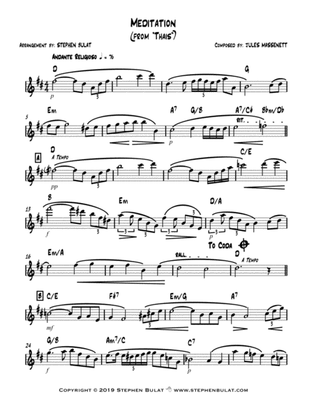 Meditation From Thais By Massenet In Original Key Of D Page 2