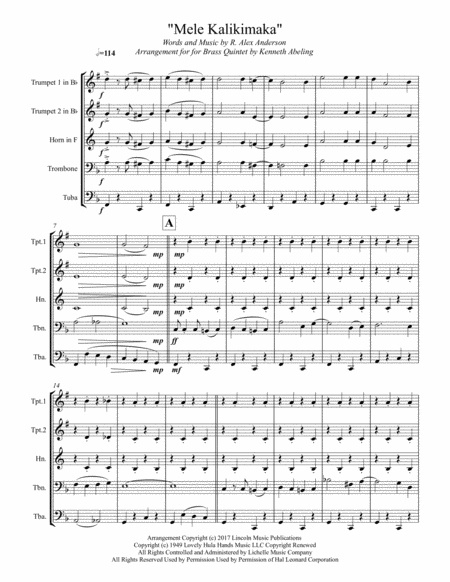 Mele Kalikimaka For Brass Quintet Page 2