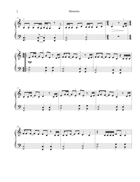Memories Easy Piano Page 2