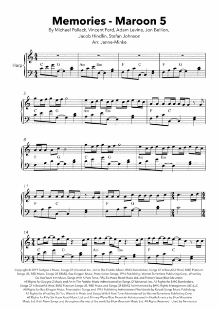 Memories Harp Solo Easy Version Page 2