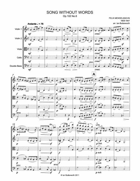 Mendelssohn Song Without Words Op 102 No 6 For String Orchestra Page 2