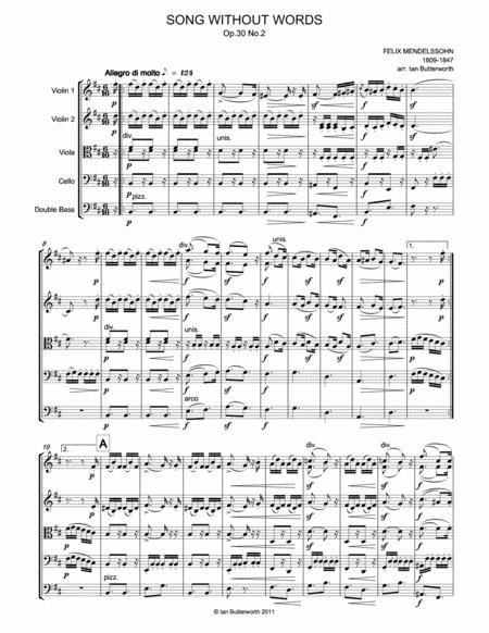 Mendelssohn Song Without Words Op 30 No 2 For String Orchestra Page 2