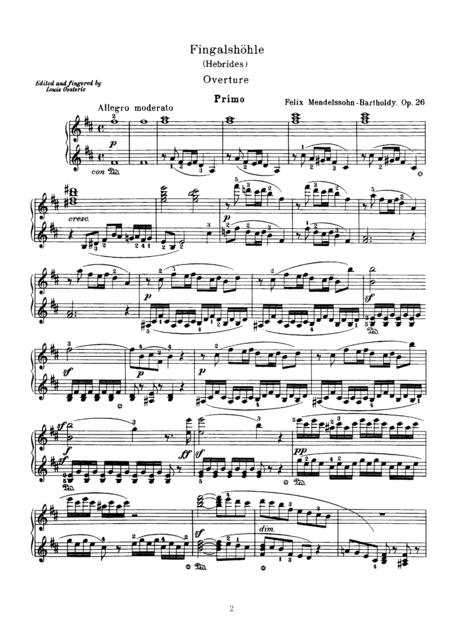 Mendelssohn The Fingals Cave Overture For Pino Duet 1 Piano 4 Hands Pm811 Page 2