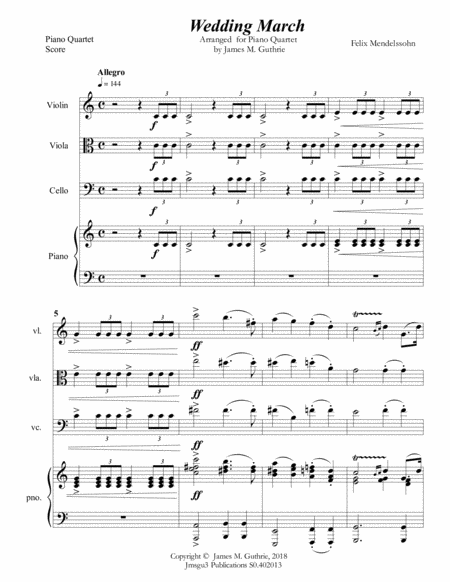 Mendelssohn Wedding March For Piano Quartet Page 2