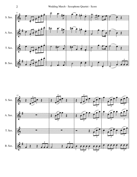 Mendelssohn Wedding March From A Midsummer Nights Dream For Saxophone Quartet Page 2