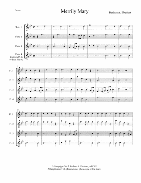 Merrily Mary Flute Quartet For Beginners Page 2