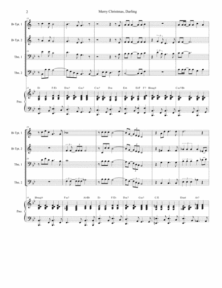 Merry Christmas Darling For Brass Quartet And Piano Alternate Version Page 2