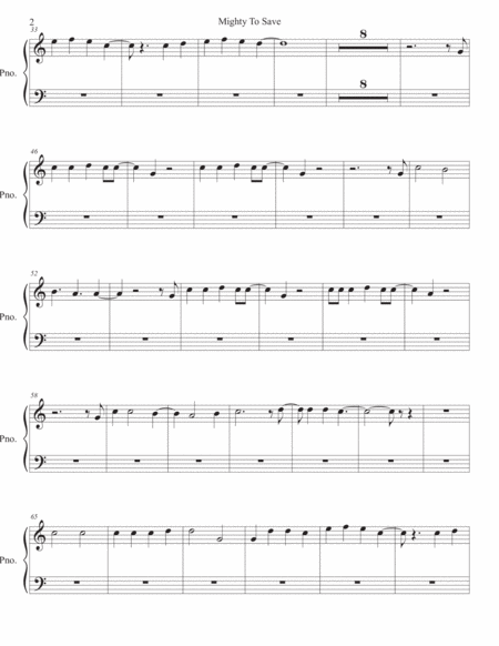 Mighty To Save Easy Key Of C Piano Page 2