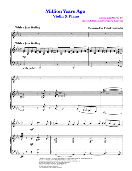Million Years Ago For Violin And Piano Video Page 2