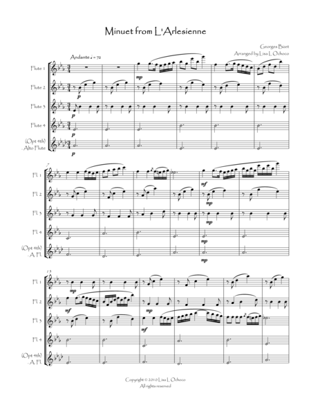 Minuet From L Arlesienne For Flute Quartet Page 2