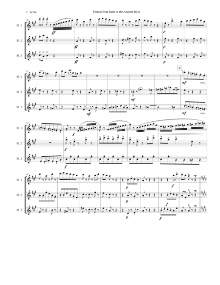 Minuet From Suite In The Ancient Style Set For Flute Trio Page 2