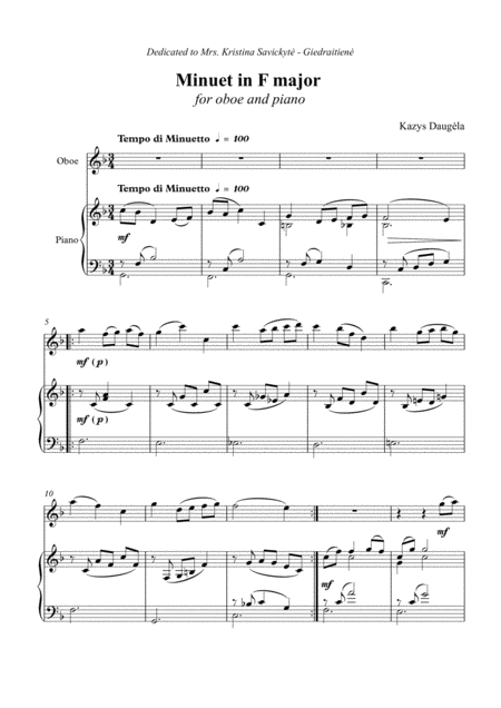 Minuet In F Major For Oboe And Piano Page 2