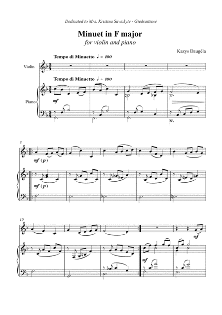 Minuet In F Major For Violin And Piano Page 2