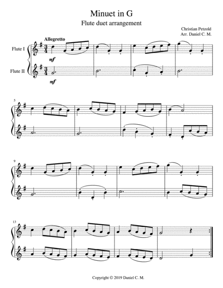 Minuet In G Flute Duet Page 2