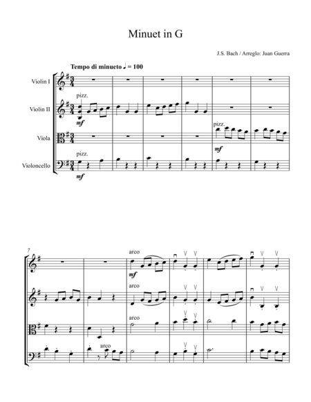 Minuet In G Js Bach Arr For Strings By Juan Guerra Page 2