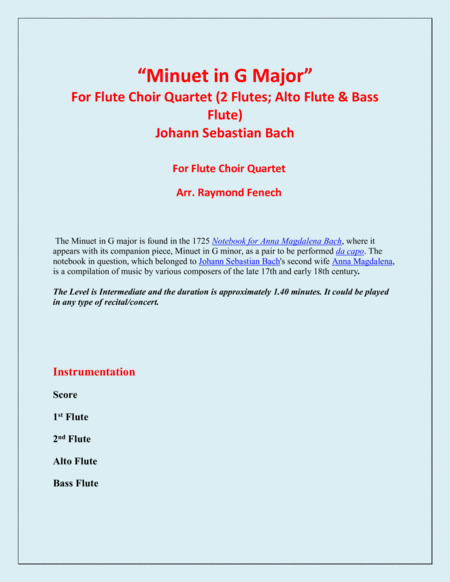 Minuet In G Major Js Bach Flute Choir Quartet Page 2