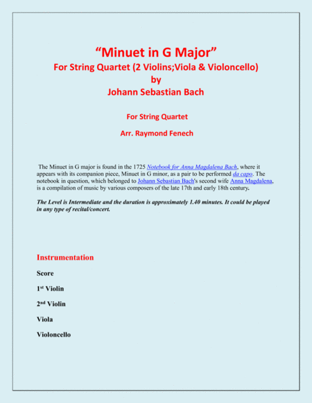 Minuet In G Major Js Bach String Quartet Page 2