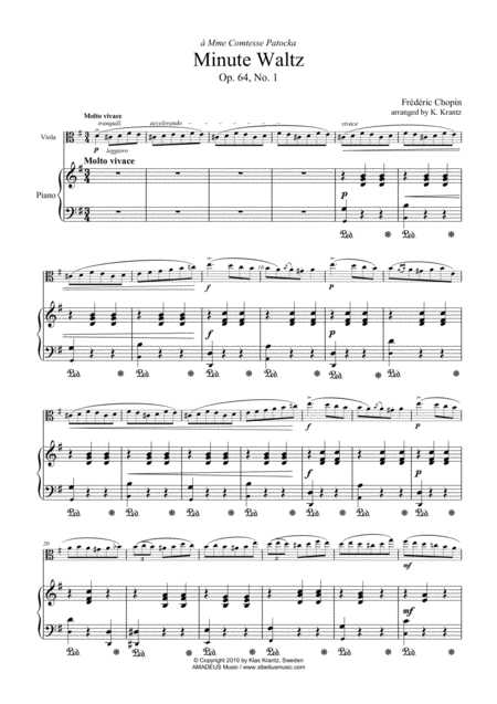 Minute Waltz Op 64 No 1 For Viola And Piano Page 2