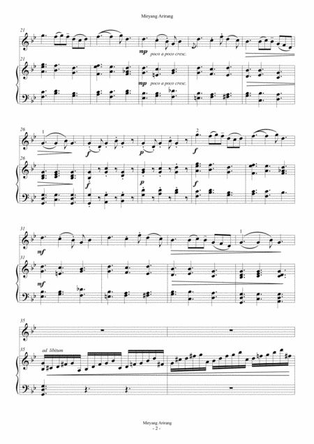 Miryang Arirang For Violin And Piano Page 2