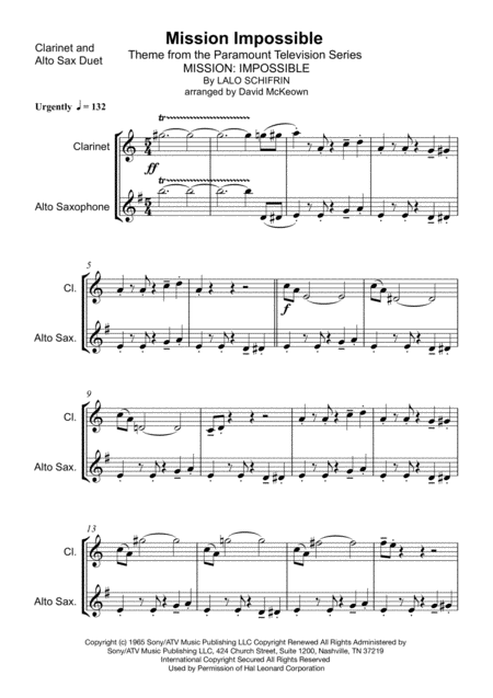 Mission Impossible Theme Clarinet And Alto Saxophone Duet Page 2