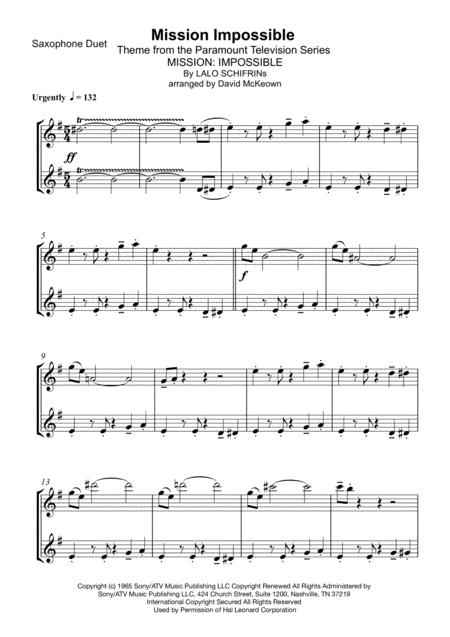 Mission Impossible Theme Duet For Two Alto Saxophones Page 2