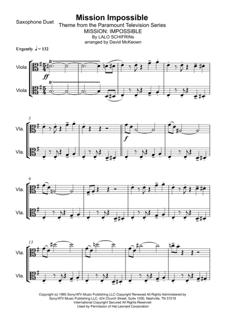 Mission Impossible Theme Duet For Two Violas Page 2