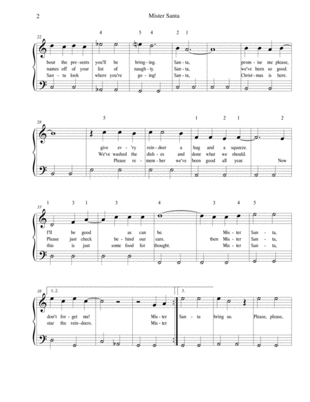 Mister Santa For Easy Piano Optional Vocal Page 2