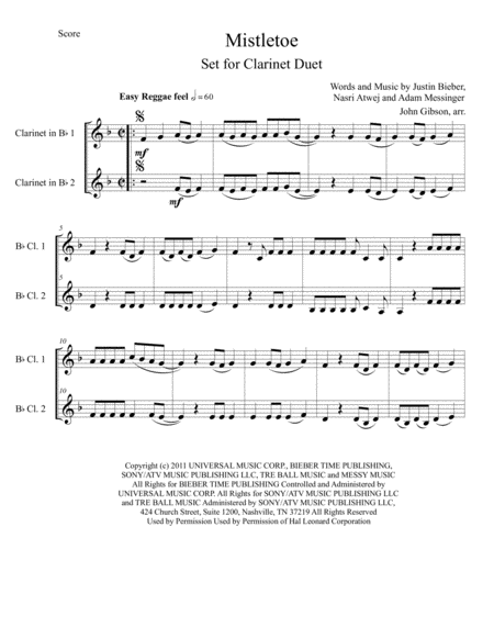 Mistletoe By Justin Bieber For Clarinet Duet Page 2