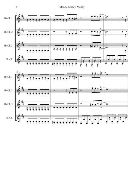 Money Money Money By Abba For Clarinet Quartet Page 2