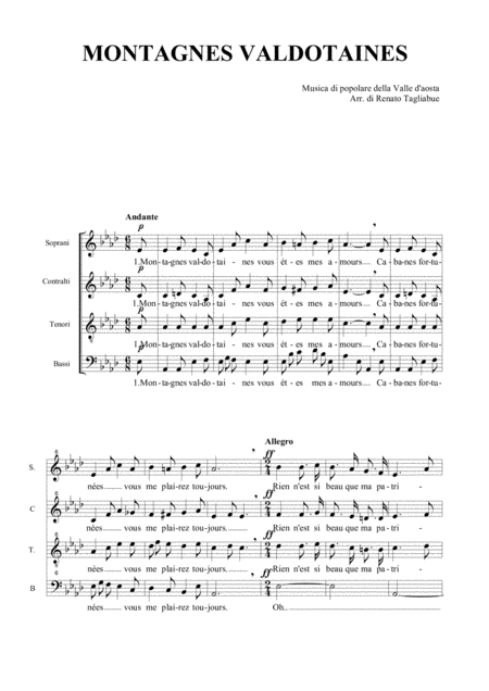 Montagnes Valdotaines Folksong Of Valle D Aosta Arr For Satb Choir Page 2