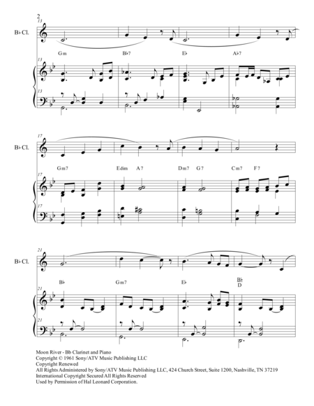 Moon River Duet Bb Clarinet And Piano Score And Parts Page 2