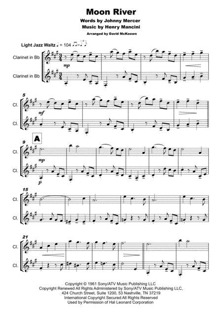 Moon River Duet For Clarinet Page 2