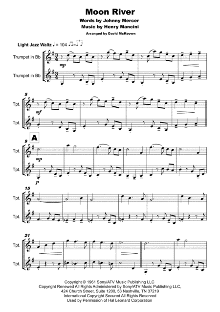 Moon River Duet For Trumpet Page 2