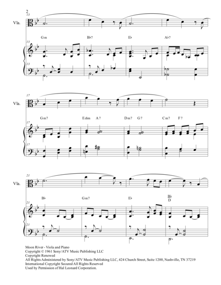 Moon River Duet Viola And Piano Score And Parts Page 2