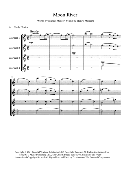 Moon River For Clarinet Quartet Page 2