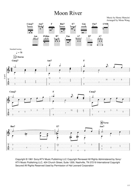 Moon River Jazz Guitar Chord Melody Solo Page 2