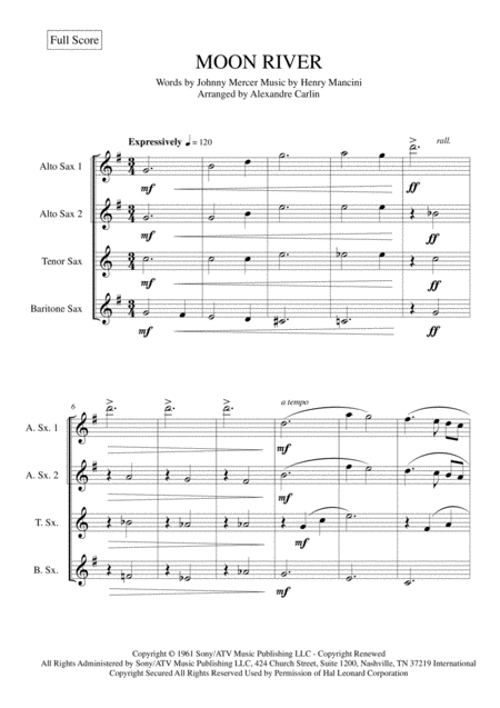 Moon River Saxophone Quartet Page 2