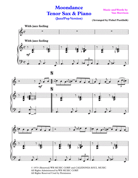 Moondance With Improvisation For Tenor Sax And Piano Video Page 2