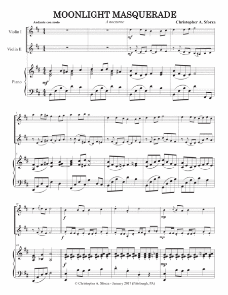 Moonlight Masquerade For Two Violins And Piano Page 2