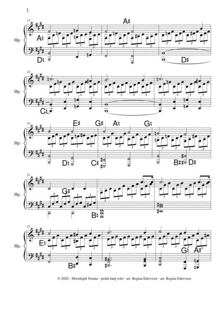Moonlight Sonata Beethoven Pedal Harp Solo Page 2