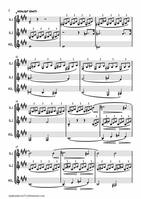 Moonlight Sonata Op 27 No 2 By Ludwig Van Beethoven For Clarinet Trio Page 2