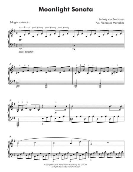 Moonlight Sonata Simplified Intermediate Piano Page 2